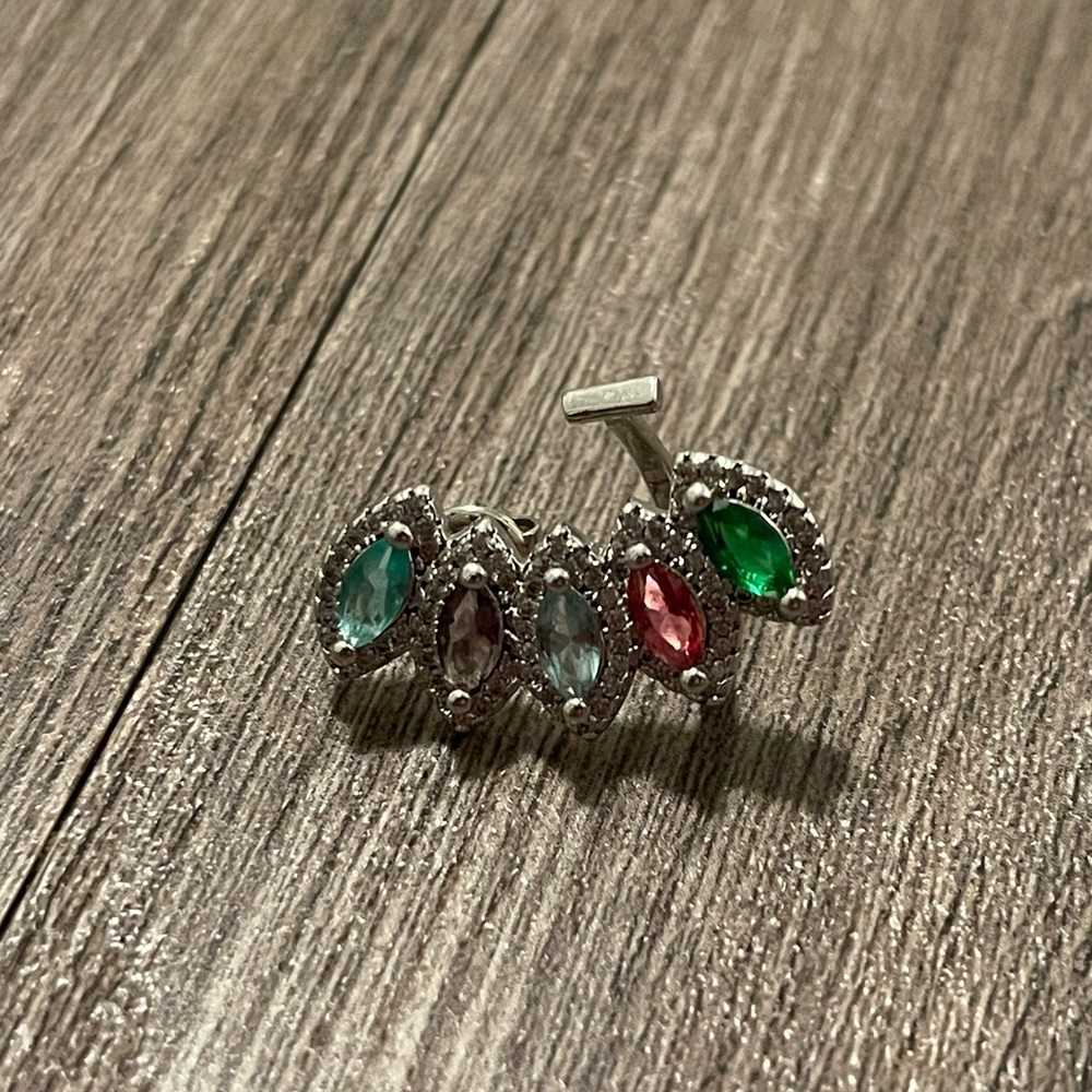 Silver Multicolor Stone Ear Cuff - image 6